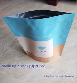 فویل خشک مواد غذایی Ziplock کیسه های کاغذی / کرافت کیسه کاغذ با چاپ عمیق