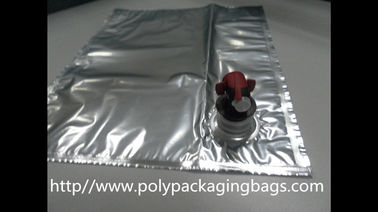 Plastic Flexible Packaging Reusable Bag In Box With Spout , Silver