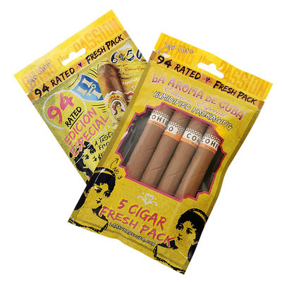 کیسه‌های بسته‌بندی سیگار زیپ‌لاک با چاپ سفارشی، کیسه‌های پلاستیکی مرطوب‌کننده سیگار با لایه آبرسان