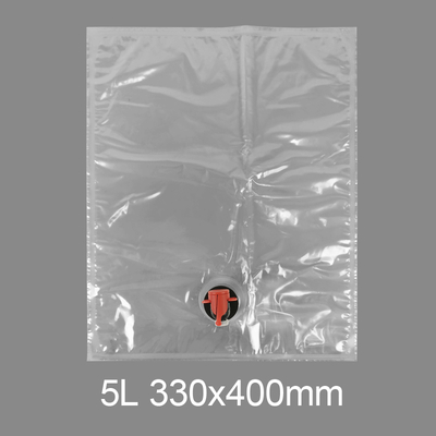 بسته بندی شفاف BiB 5L کیسه پلاستیکی آب آشامیدنی آب شراب آبمیوه کیسه در جعبه توزیع کننده با شیر پروانه Vitop