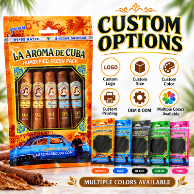 Cigar Moisturizing Plastic Zipper Bags Supplied with Humidity Sheet Custom Color Cigar Humidor Bags Designed to Extend Cigar Shelf Life