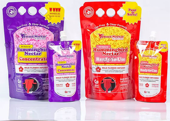 کیسه پایه دار سفارشی در جعبه آلومینیومی دو ته با دهانه / اسپیگوت