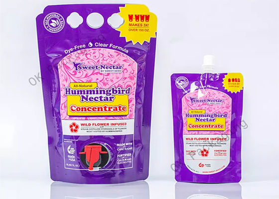 کیسه پایه دار سفارشی در جعبه آلومینیومی دو ته با دهانه / اسپیگوت