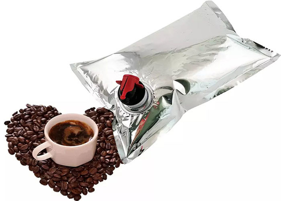 کیسه BIB آبکاری آلومینیوم در جعبه با بسته بندی پلاستیکی نوشیدنی مایع شراب مایع اسپیگوت سفارشی