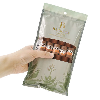 چاپ گراور سفارشی کیسه های سیگار مرطوب زیپ دار کیسه های سیگار با رطوبت 5 سیگار بسته بندی ساده با بسته بندی پلاستیکی پنجره شفاف