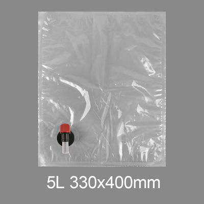 بسته بندی شفاف BIB 3l 5l 10l 20l کیسه پلاستیکی آب آشامیدنی آب شراب آبمیوه کیسه در جعبه توزیع کننده با شیر پروانه Vitop