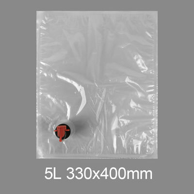 بسته بندی شفاف BIB 3l 5l 10l 20l کیسه پلاستیکی آب آشامیدنی آب شراب آبمیوه کیسه در جعبه توزیع کننده با شیر پروانه Vitop