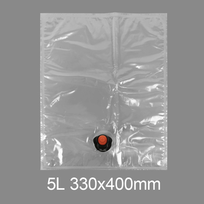 بسته بندی شفاف BiB 5L کیسه پلاستیکی آب آشامیدنی آب شراب آبمیوه کیسه در جعبه توزیع کننده با شیر پروانه Vitop