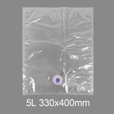 بسته بندی شفاف BiB 5L کیسه پلاستیکی آب آشامیدنی آب شراب آبمیوه کیسه در جعبه توزیع کننده با شیر پروانه Vitop