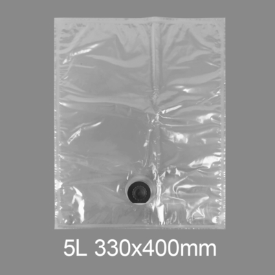 بسته بندی شفاف BiB 5L کیسه پلاستیکی آب آشامیدنی آب شراب آبمیوه کیسه در جعبه توزیع کننده با شیر پروانه Vitop