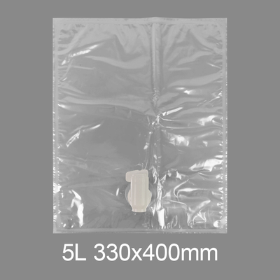 بسته بندی شفاف BiB 5L کیسه پلاستیکی آب آشامیدنی آب شراب آبمیوه کیسه در جعبه توزیع کننده با شیر پروانه Vitop