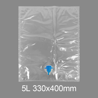بسته بندی شفاف BiB 5L کیسه پلاستیکی آب آشامیدنی آب شراب آبمیوه کیسه در جعبه توزیع کننده با شیر پروانه Vitop