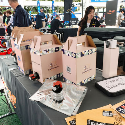 کیسه سطحی بافت دار در جعبه ظرف پلاستیکی با اسپوت مناسب برای کاربردهای بسته بندی مایع درجه غذایی