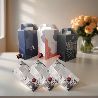 کیسه‌های BIB سفارشی در جعبه با شیر مخصوص مناسب برای بسته‌بندی شراب، آبمیوه، روغن و سایر محصولات مایع