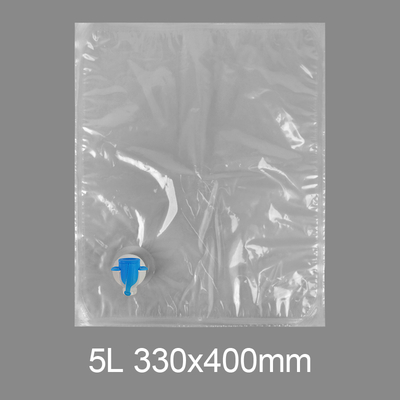 بسته بندی شفاف BIB 3l 5l 10l 20l کیسه پلاستیکی آب آشامیدنی آب شراب آبمیوه کیسه در جعبه توزیع کننده با شیر پروانه Vitop